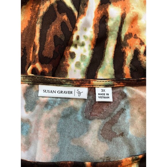 Susan Graver Womens Animal Print Tunic Top Size 3X Tiger Leopard - Picture 6 of 7